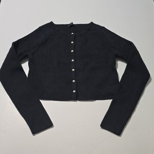 Wild Fable Black Ribbed Button-Up Sweater